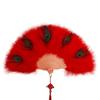 Handheld Peacock Feather Fan With Tassel Feather Dance Fan Folding Hand Fan  Home Decoration