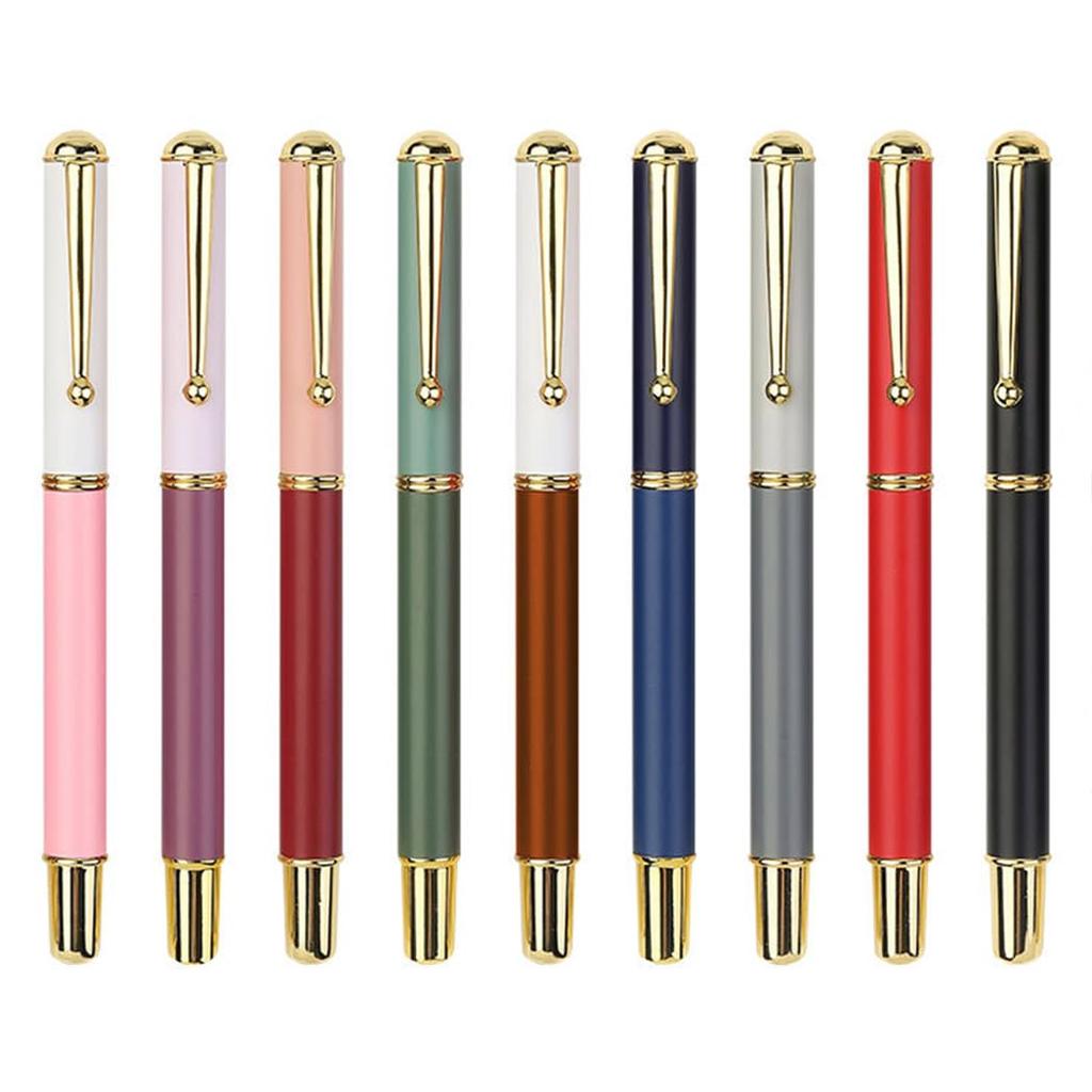 Ranvi Gold Trim Classic Metal Fountain Gift Pen with Fine 9 Pieces Pen, Converter, Nib,