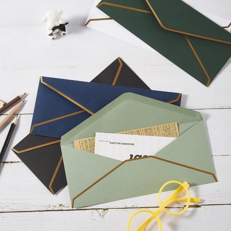 10Pcs Luxury Foil Sealed Envelope - Self-Sealing Wedding Invitations, Thank-You Notes, Corporate Events & Birthday Invitations