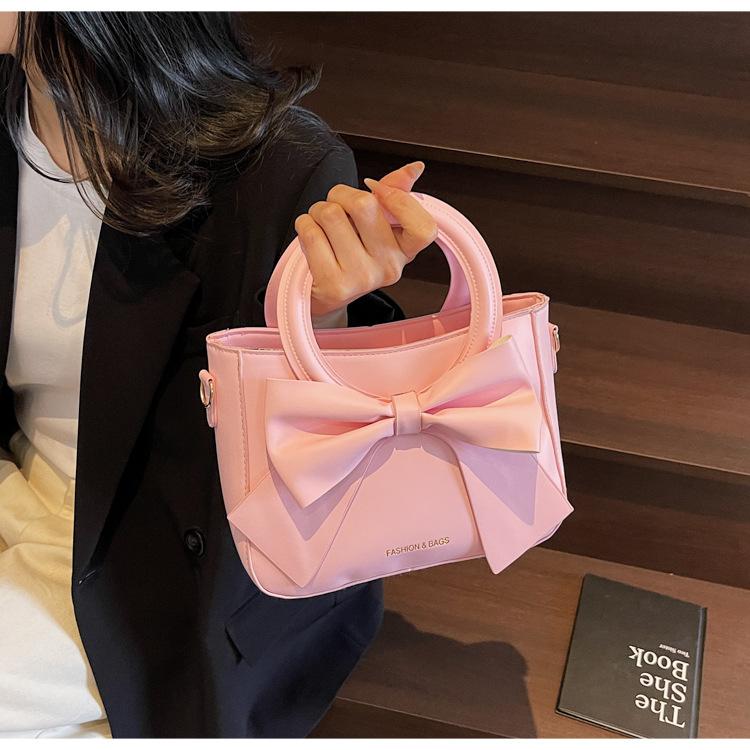 Retro Bow Knot Shoulder Bag Chic High Quality Faux Leather Handbag for Women