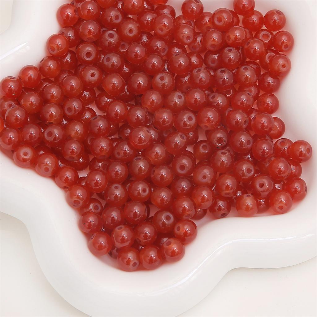 Glass Jelly Solid Color Imitation Jade Round Beads Loose Beads DIY Handmade Necklace String Beads Jewelry Accessories Beads for Jewelry Making