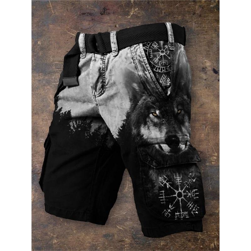 Men's Summer New Style European And American Style Halloween 3D Digital Printing Exaggerated Shorts Zipper Strange Pants