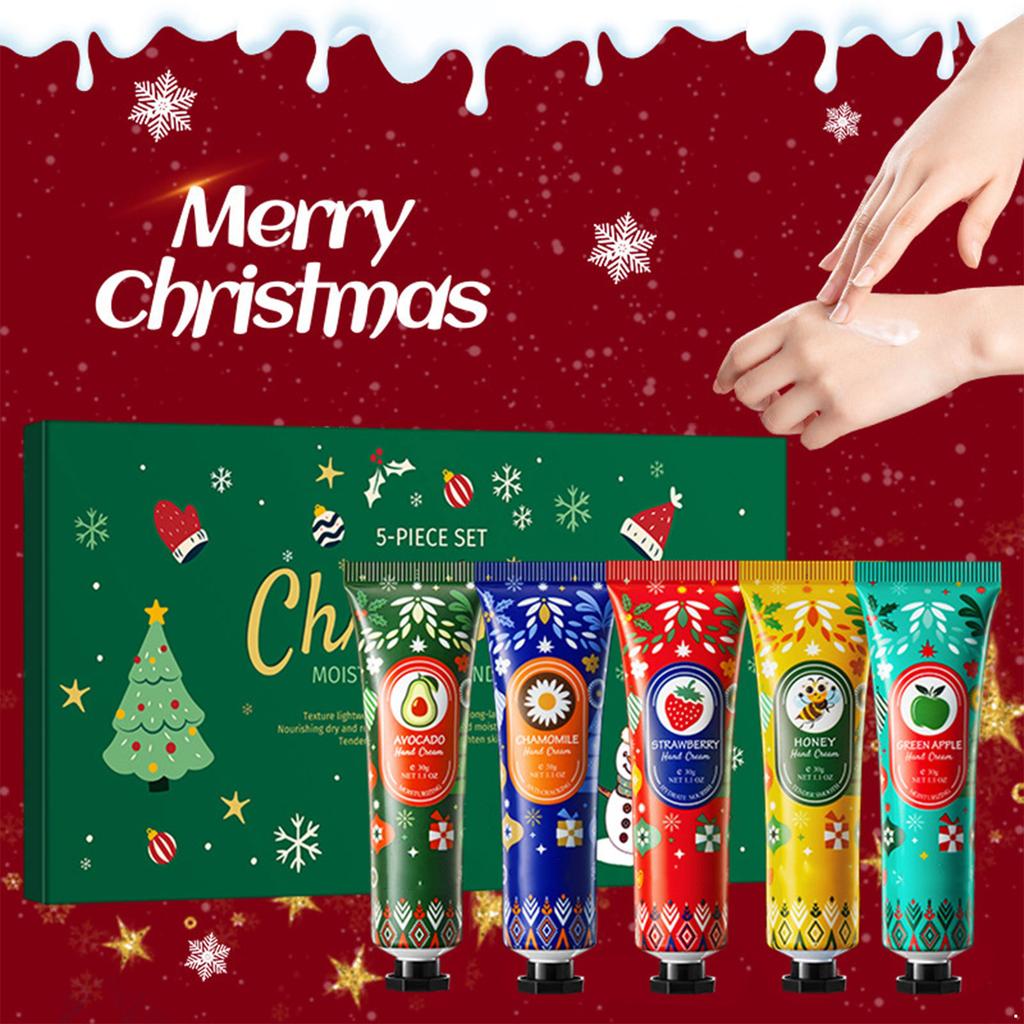 Christmas Hand Cream Gift Set 5Pcs Moisturizing and Nourishing Hand Lotion for Women Holiday Stocking Stuffers Xmas Gifts Festive Hand Care