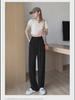 Plus-Size Loose Black Wide-Leg Drape Summer Trousers for Pear-Shaped Women