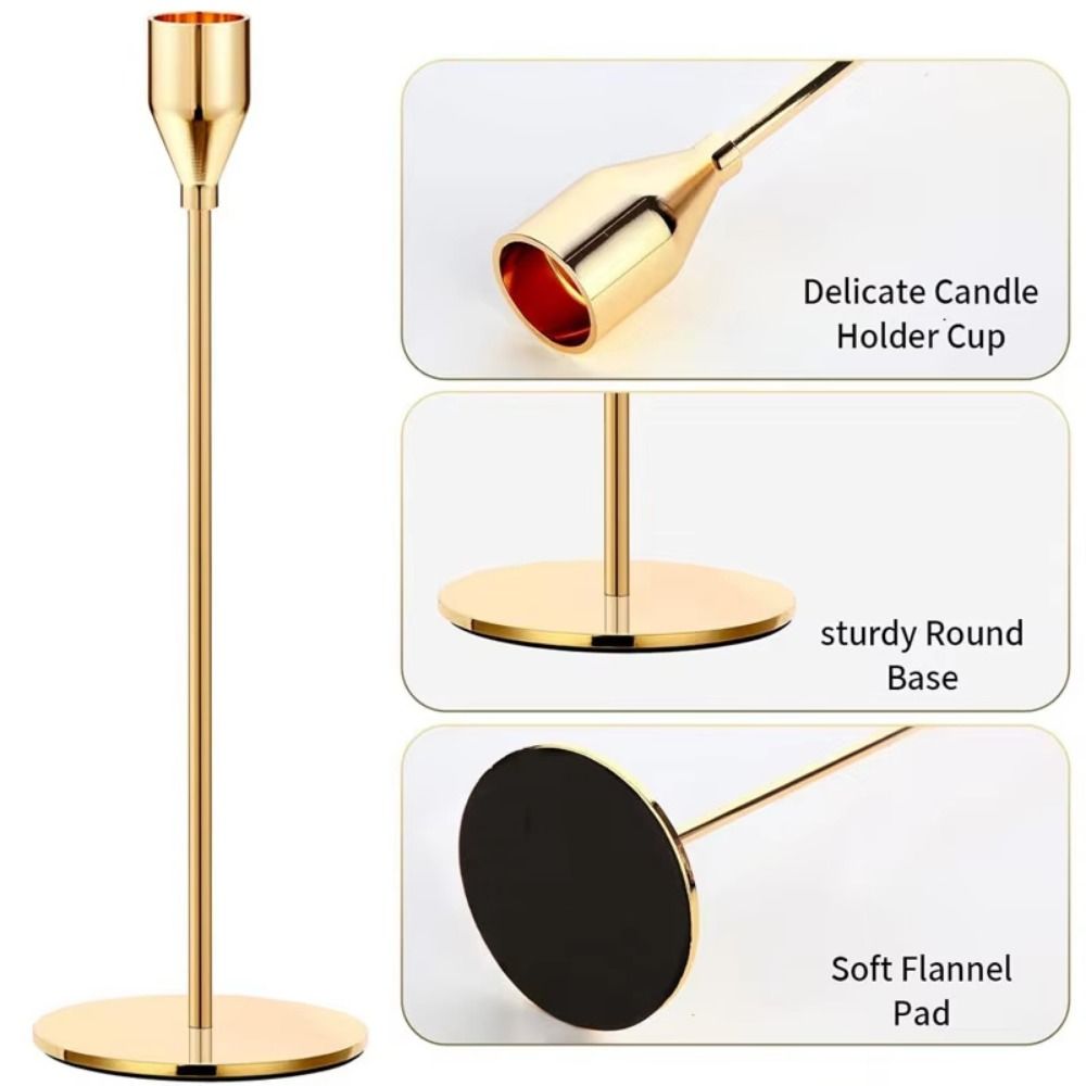 3Pcs Rust-proof Luxury Candlestick High Footed Wedding Candle Stand  Living Room