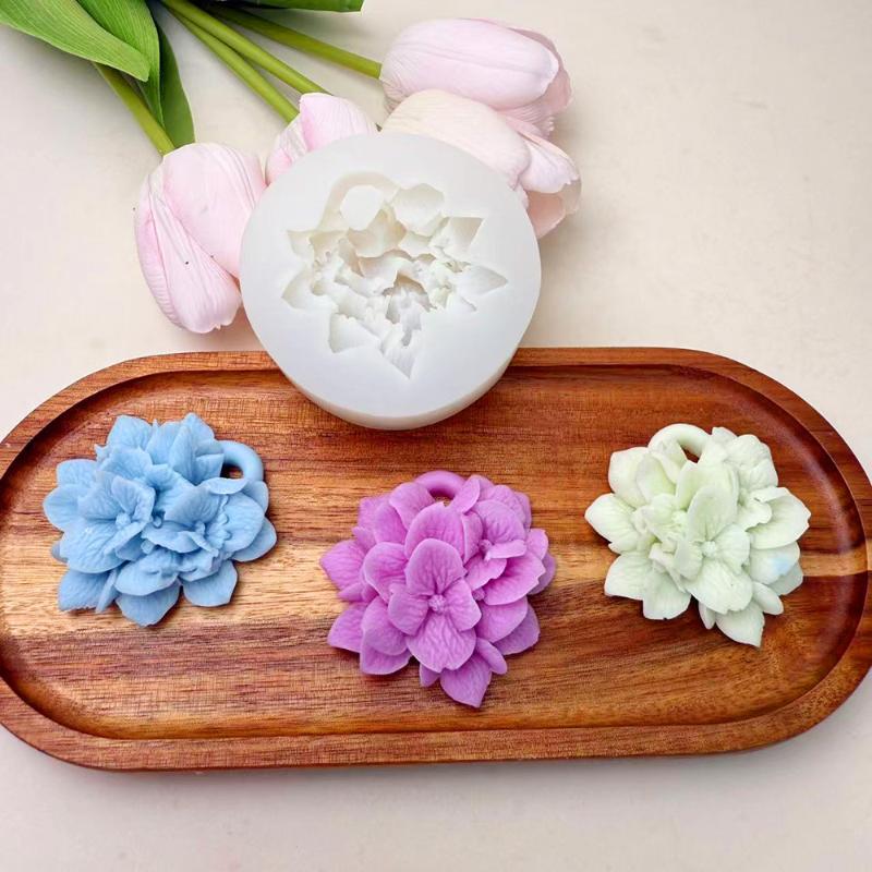 Hydrangea Flower Silicone Mold Diy Aromatherapy Candle Gypsum Resin Clay Mold Kitchen Baking Cake Decoration Flower Mold