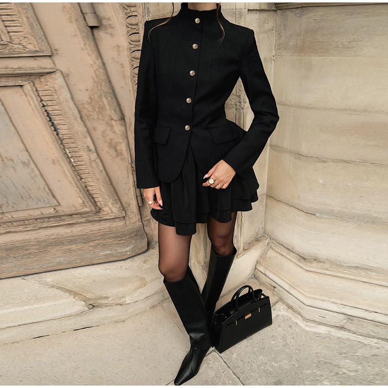 All-match Suit Blouse Skirt Suit Ladies Fashion Black Short Skirt Suit Slim Daily Commuter Clothes