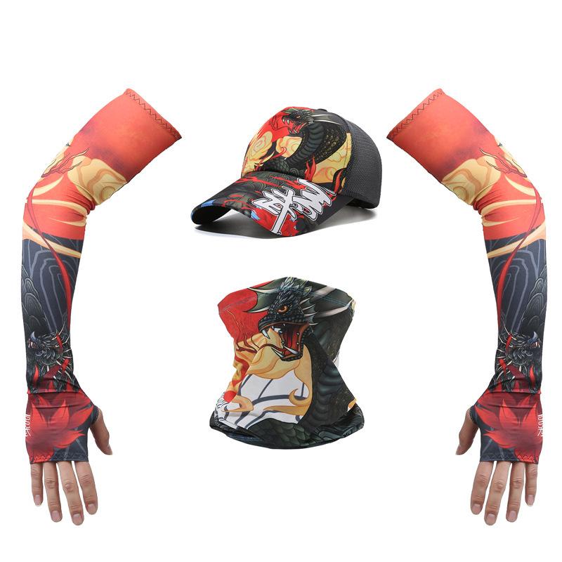 4-Piece Outdoor Cycling & Fishing Set: Hat, Neck Gaiter, Ice Sleeves, Gloves - Sun Protection Gear