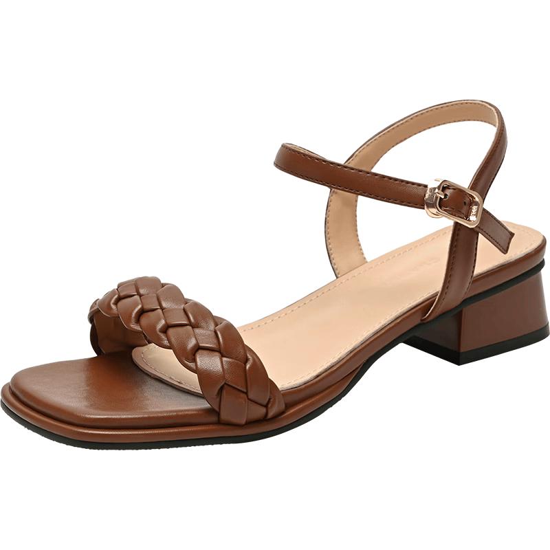 Women s Woven Strap Low Heel Sandals EU 35