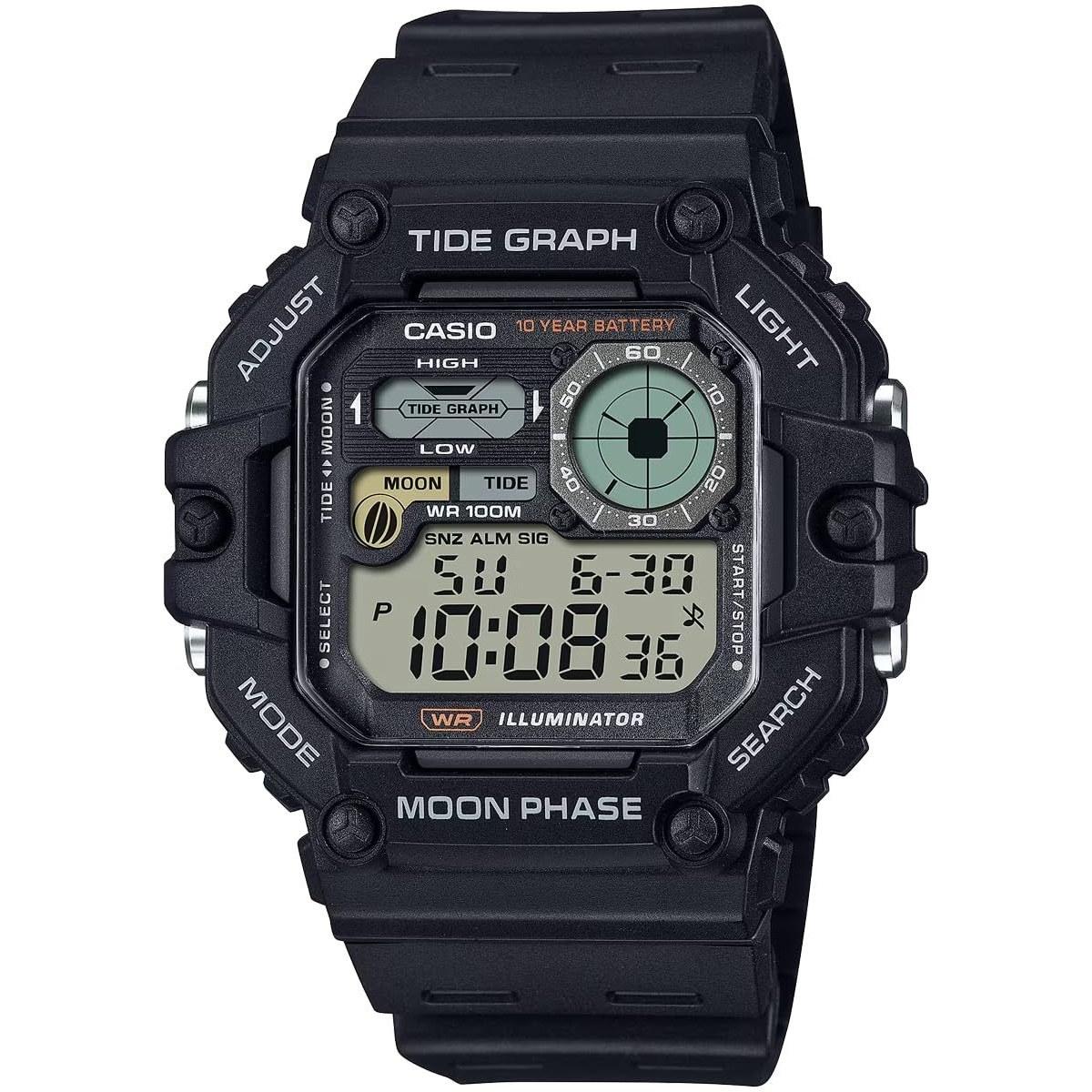 CASIO digital mens wristwatch tide graph moon data display function WS-1700H-1AV black overseas model
