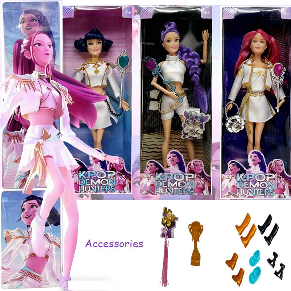 Qualitäts-Gif| Zarte Textur Anime K-Pop Dämonenjäger Puppen Spielzeug Rumi Mira Zoey mit Zauberstäben & Taschen Geburtstags-Weihnachtsgeschenke