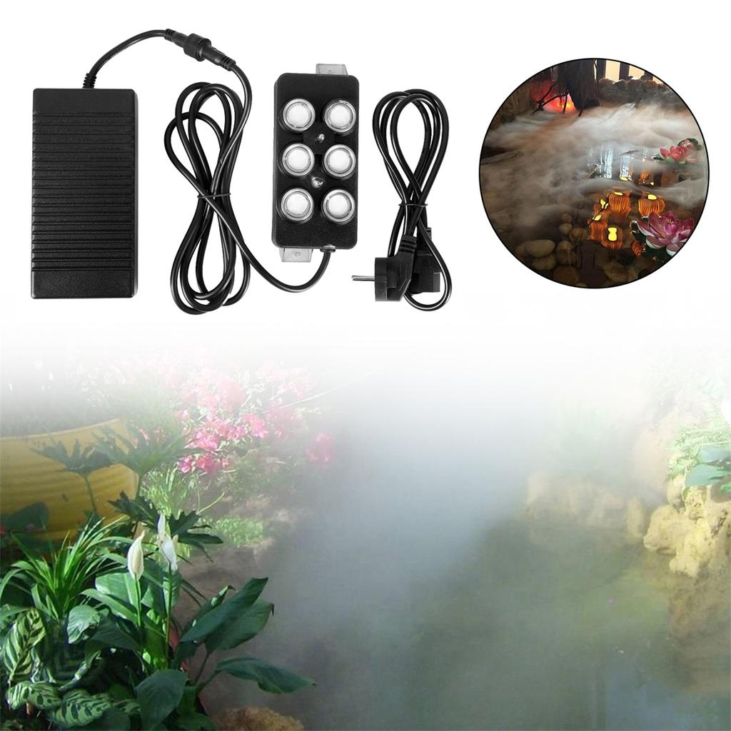 6-Nozzles Ultrasonic Misting Maker 24V Humidifier With EU Plug Landscaping Atomizer Air Humidifier Water Fountain Nebulizer 1Set