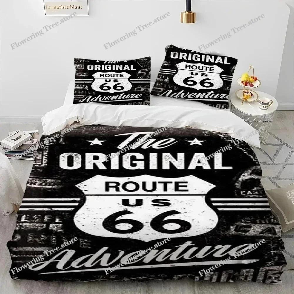 3D Print Historic Route 66,Mother Road,Comforter Bedding Set,Duvet Cover Bed Set Quilt Pillowcase,king Queen Size Bedding Set029
