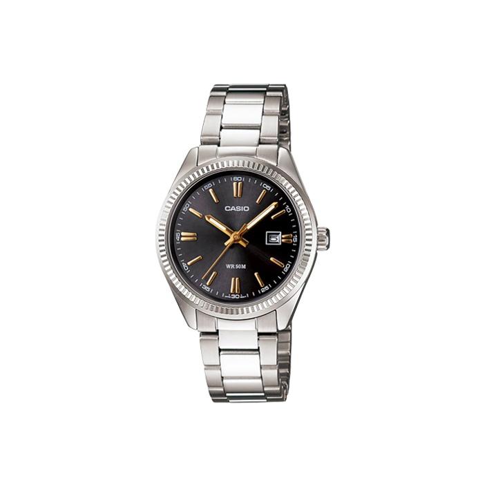 Casio Standard Enticer Series Waterproof Sports Watch Business Quartz Movement Stainless Steel Strap Women watches Gold LTP-1302D-1A2V Gold Brown Watch Dial