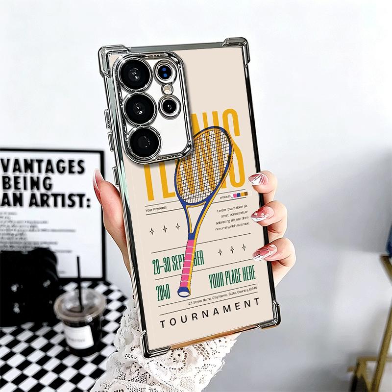 

Tennis Sport Soft Phone Case For Samsung Galaxy S26 Ultra S25 Edge S24 FE S23 Plus S22 S21 + S20 Plating Anti-Fall Fundas Samsung S23 Ultra
