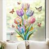 Colorful Tulips Butterflies Wall Sticker Set Modern Minimalist Home Decor for Living Room Study Waterproof Self-Adhesive Removable