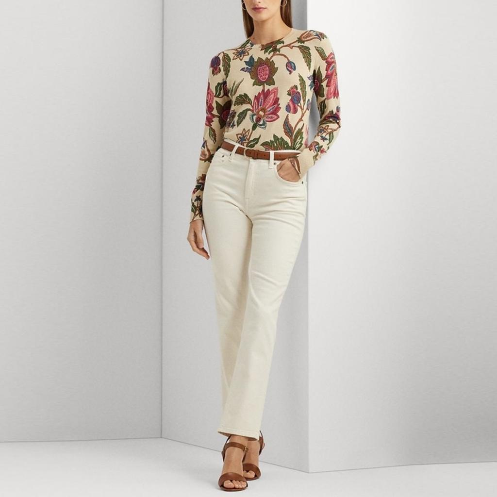 Polo Ralph Lauren SS24 Floral Pattern Pullover Slim Fit Long Sleeve Knit Sweater Women sweater Multicolor WMLRSWES6820620-100