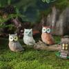 Miniature Owl Figurines Mini Simulation Resin Figurine Lifelike Feather Texture Animal Statue Weather-Resistant Micro Fairy Garden Accessories