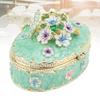 Hand Painted Trinket Box Enamel Vintage Jewelry Storage Box Metal Jewelry   Decorative Rings Earrings Necklace Box