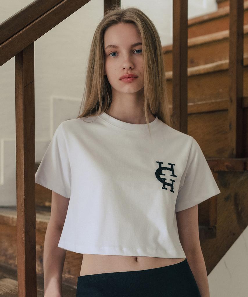 HARDCORE HAPPINESS Hch Embroidered Crop T-Shirt_White