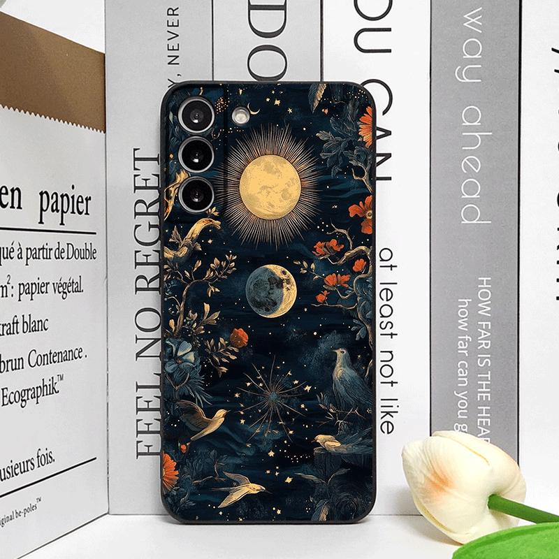 

Vintage Aesthetic Flowers and Moon Pattern Phone Case for Samsung Galaxy S26 S25 S24+ S23 Ultra S22 Plus S21 FE S20 Soft Covers Galaxy S23+
