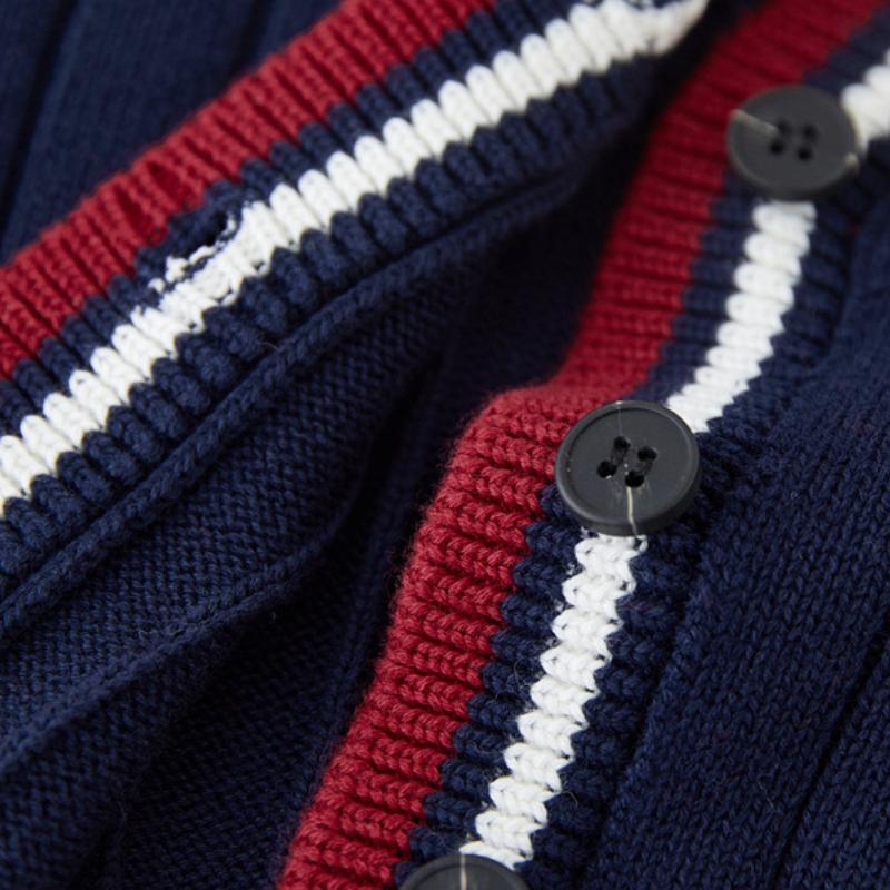 Styl Kolegialny Kontrastowy Kolor Haft Chłopcy i Dziewczęta Dzianinowy Kardigan Mundurek Szkolny Mundurek Klasowy Sweter Dziecięcy Kardigan Kurtka