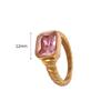 18K Gold Plated Square Multi-color Crystal Chunky Rings Stainless Steel Hypoallergenic Texture CZ Zircon Knuckle Ring Anillos