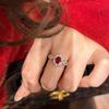 Vintage Vintage Court Style Luxury Ruby Engagement Ring   Inlaid Diamond Simple Red Rings For Women Fine Jewelry Gift