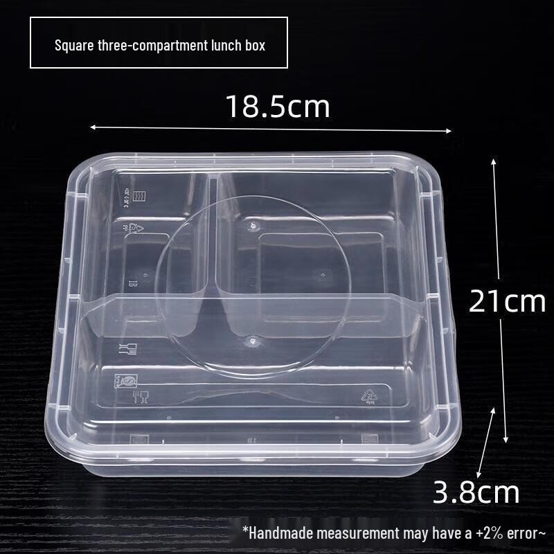 JingJingRS Disposable Transparent Multi-Compartment Meal Boxes