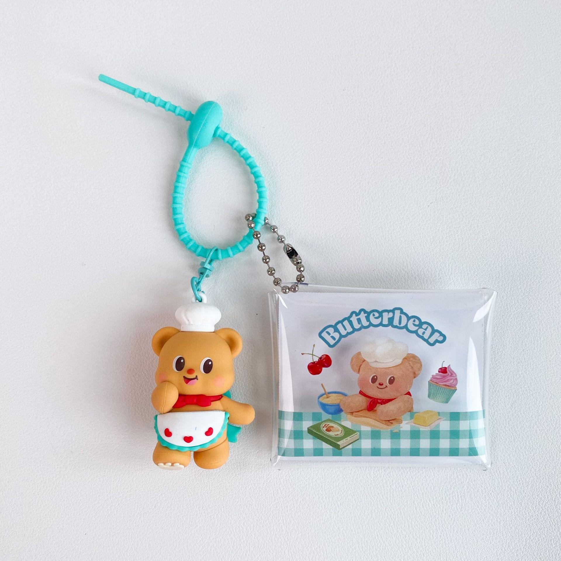 Cartoon Butter Bear Hand Strap Buckle Sweet Maker Earphone Storage Bag Creative Bag Car Key Chain
