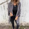 2025 Women's Imitation Mink Velvet Tassel Shawl Cloak - Solid Color, Thickened & Warm