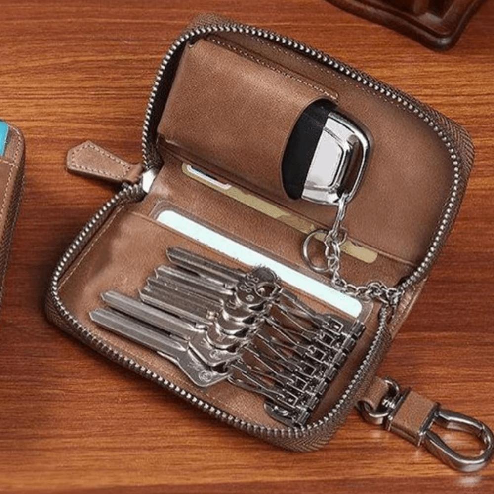 PU Leather Key Organizer Pouch Retro Key Storage Organizer Car Key Wallet Commuting Use