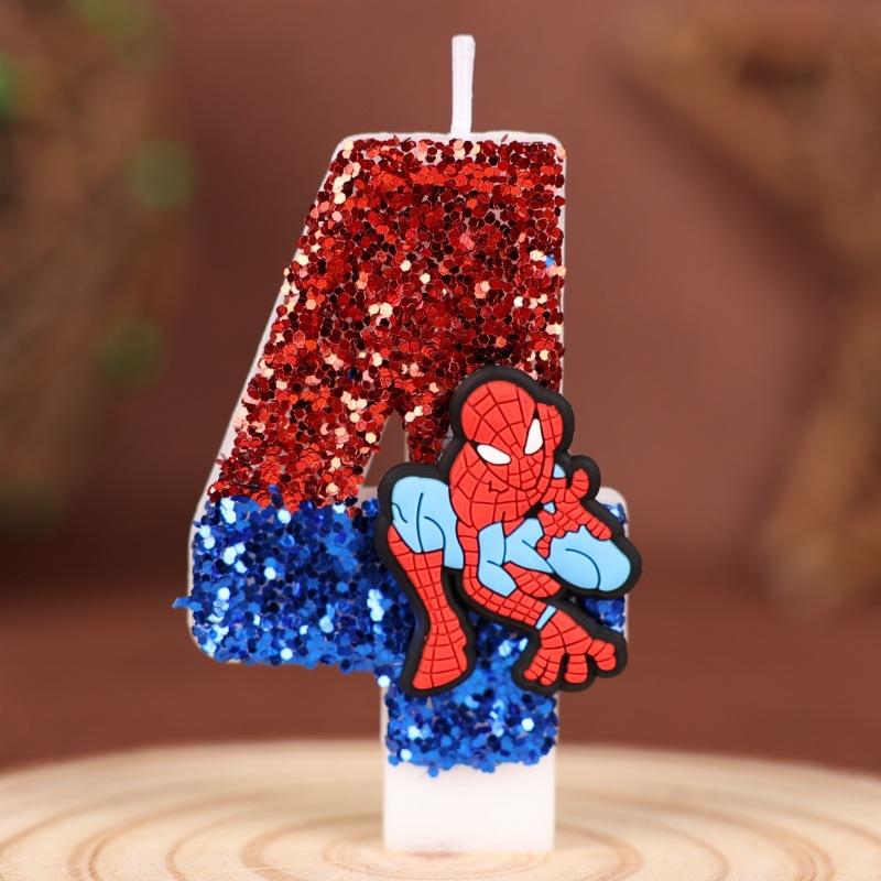 Number 1 Glitter Birthday Candle with Cartoon Character Design for Cake Decoration Children Baking Party Supplies