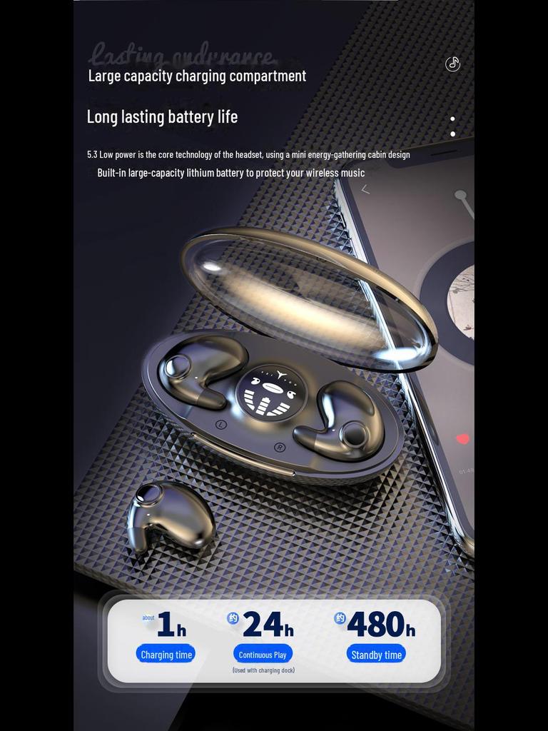 MD538 Wireless Bone Conduction Sleep Headphones - On-Ear X55 Bluetooth, Painless Design