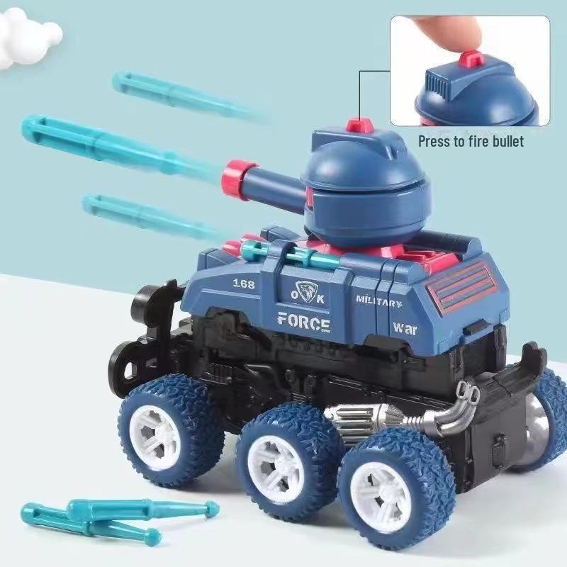 Children's Inertial Off-Road Tank Toy: Collision, Transformation, and Shell-Firing Action