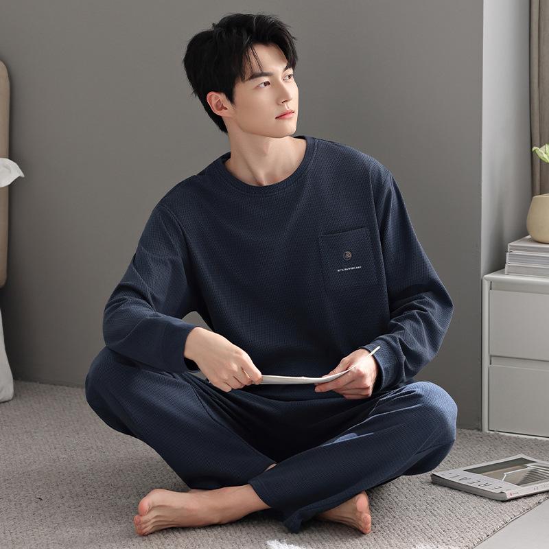 

Пижама мужская осенне-зимняя из островного флиса, утолщенная флисовая с длинным рукавом, из кораллового флиса, большого размера, домашняя одежда, весенне-осенний тонкий флисовый костюм L