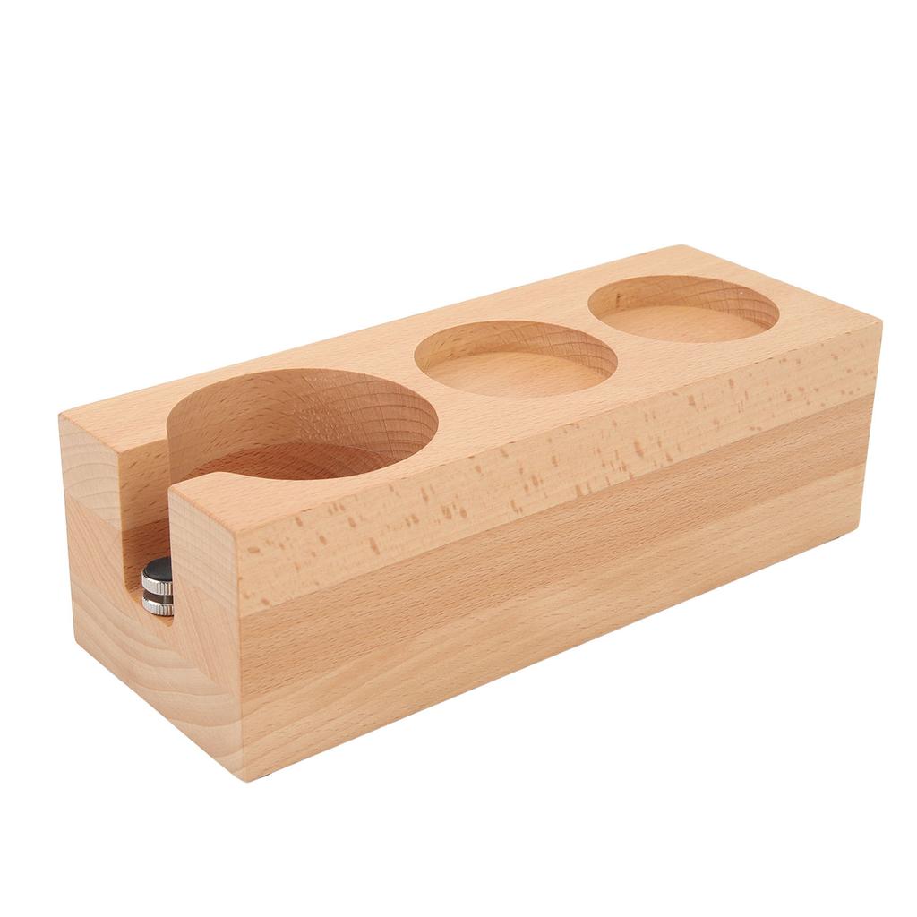 3 Holes Tamping Base Adjustable Design Coffee Tamper Holder Wooden Distributor Station for Powder