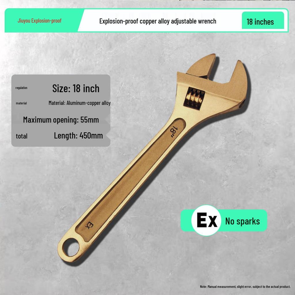 Explosion-Proof Copper Alloy Adjustable Wrench - 8", 10", 12" Sizes Available