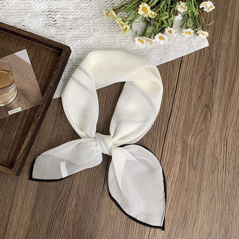 Silk scarf square scarf high-end summer solid color soft fashion scarf with shirt thin scarf scarf shawl