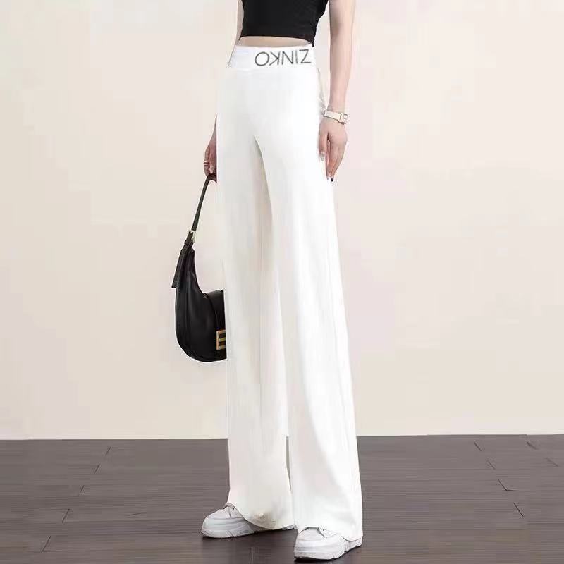 Ice Silk Wide-leg Pants for Women 2025 Spring Autumn New High-waisted Straight Loose Versatile Thin Casual Pants