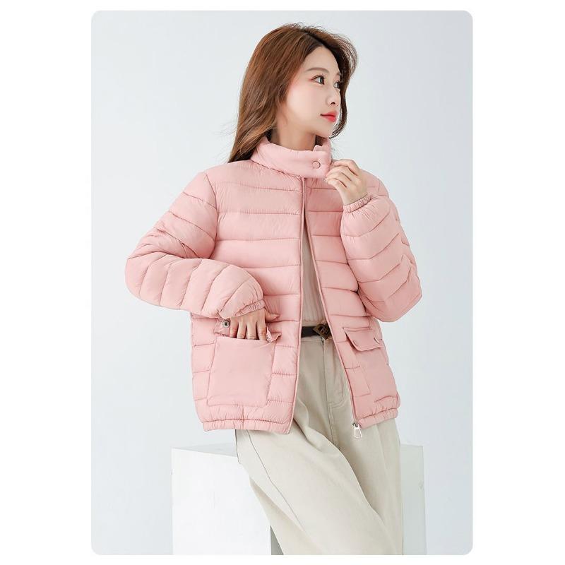 

Новое женское легкое короткое хлопковое пальто Осень и Зима Воротник-стойка Повседневное и теплое хлопковое пальто XXL розовый