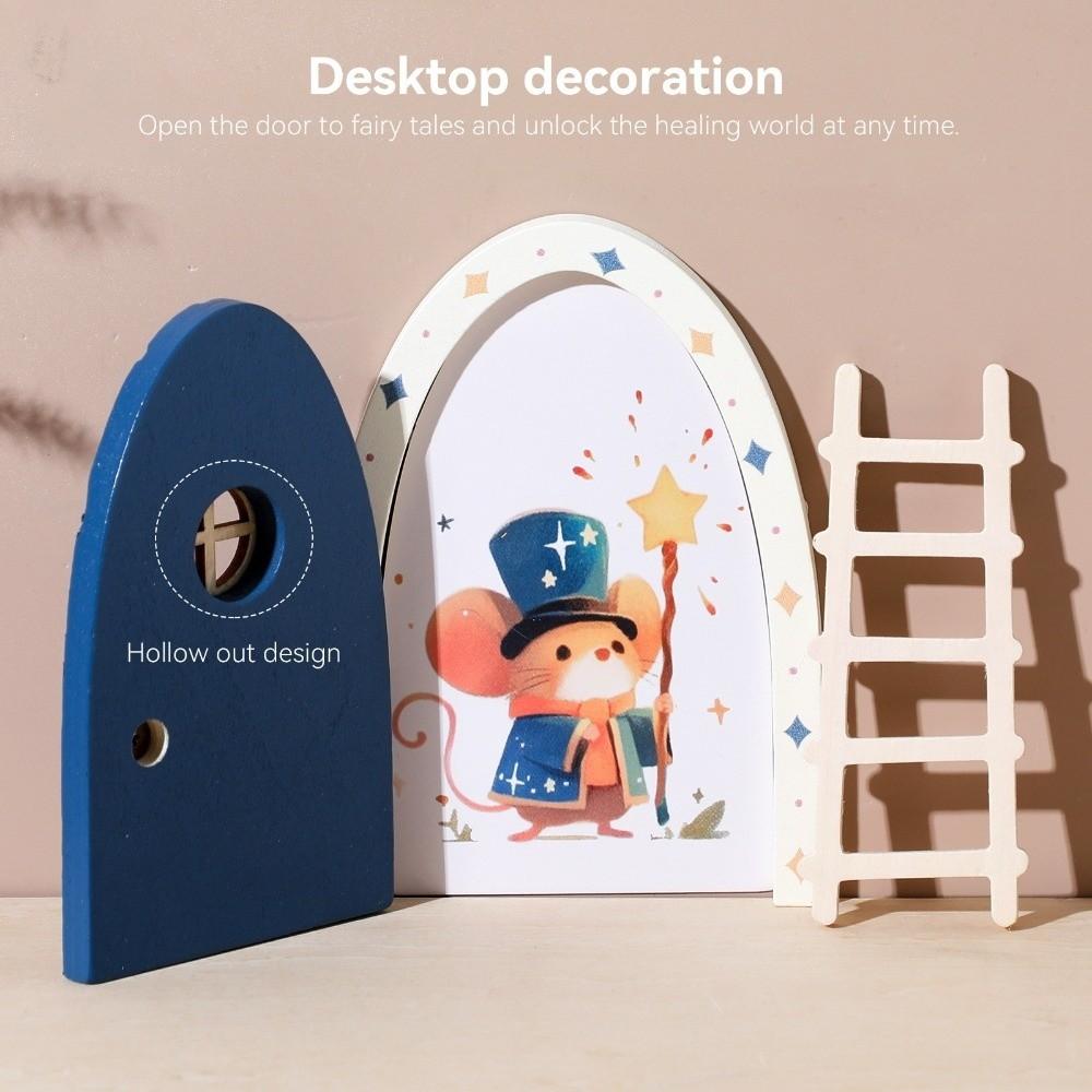 Dollhouse Cartoon Elf Door Room Wall Decoration Mini Fairy Door Ornaments Wood Fairy Elf Door