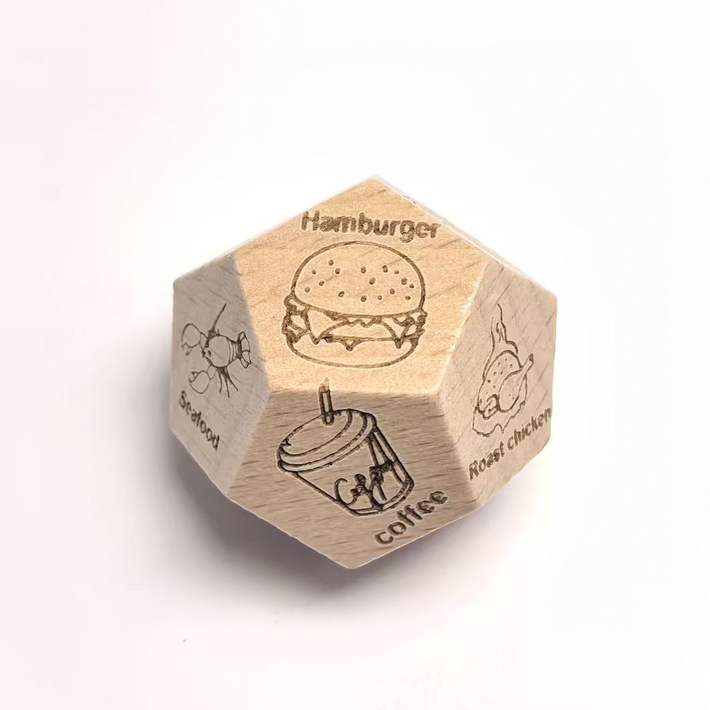 Creative Wooden Date Night Dice – Fun Activity Dice for Couples: Food, Movie, Surprise Challenges for Christmas & Valentine’s 1PC Dice