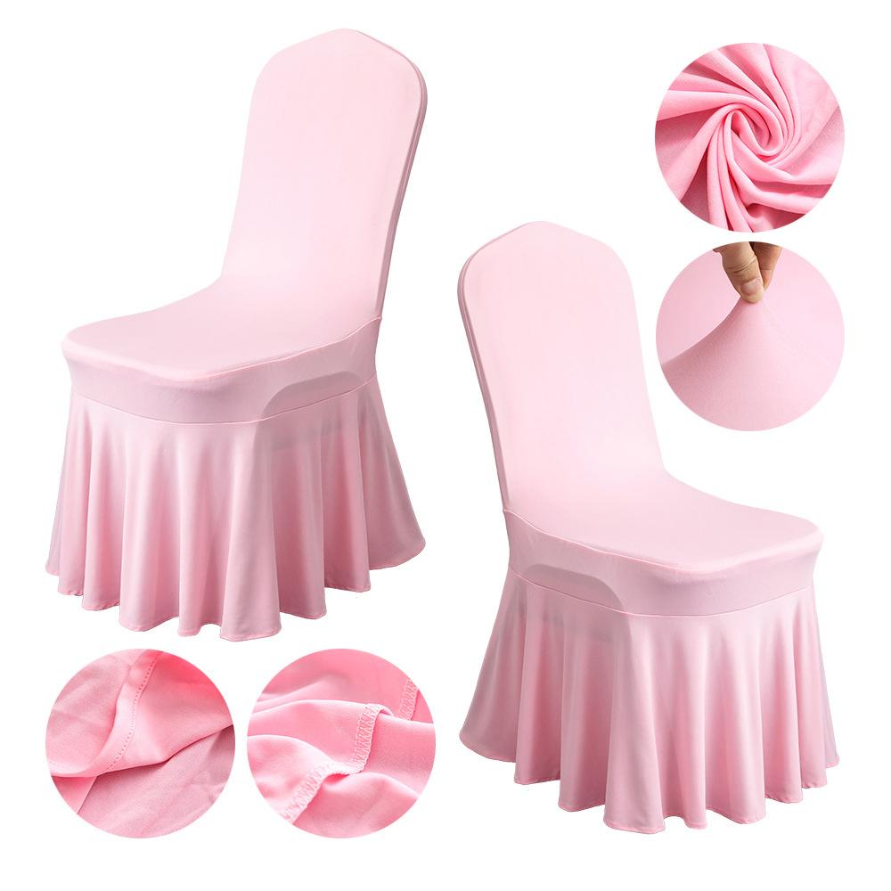 Wedding Spandex Chair Cover With Pleated Skirt Stretch Lycra Elastic For Party Banquet Hotel Decoration
