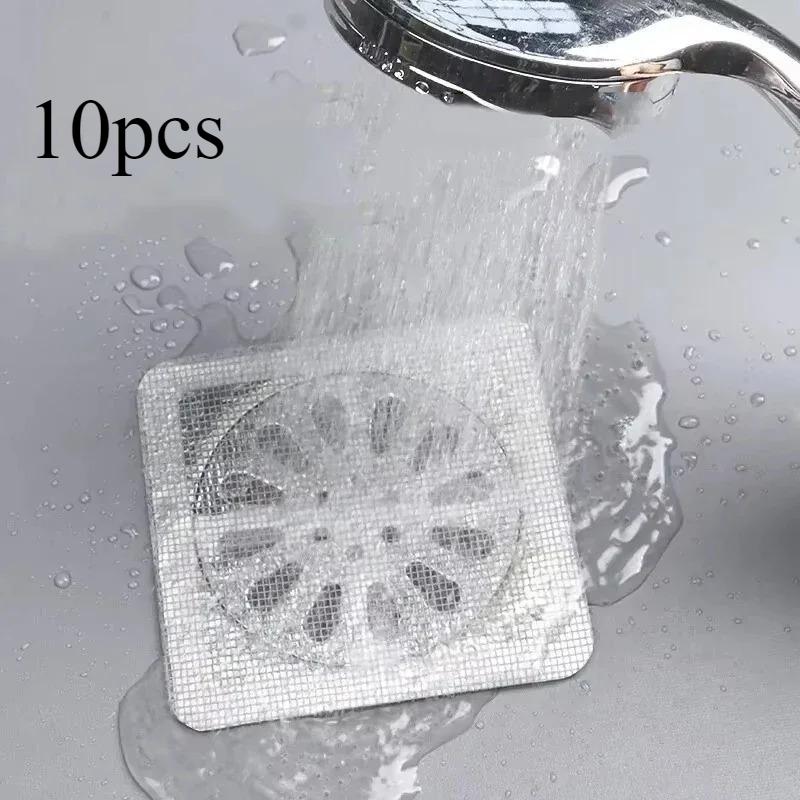 

10PCS Self-Adhesive Drain Hair Catcher, Disposable Mesh Sticker for Bathroom Sink Shower Floor Anti-Clogging Waterproof Strainer