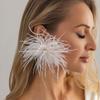 Creative Inlaied Rhinestone Stud Earrings Charm Crystal Dangle Earring Feather Earrings  Banquet