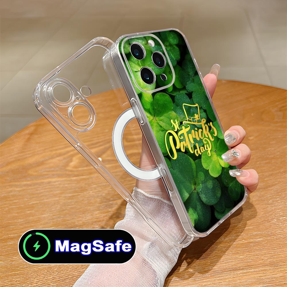 Saint Patrick's Day Mobile Phone Case for iPhone 17 16 15 14 13 12 11 Air Pro Max Plus Mini Magsafe Clear Colorful Cover Cover