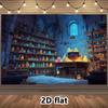 Medieval Potion Room Background Banner - Magical Scene with Shelves, Colorful Bottles and Boiler