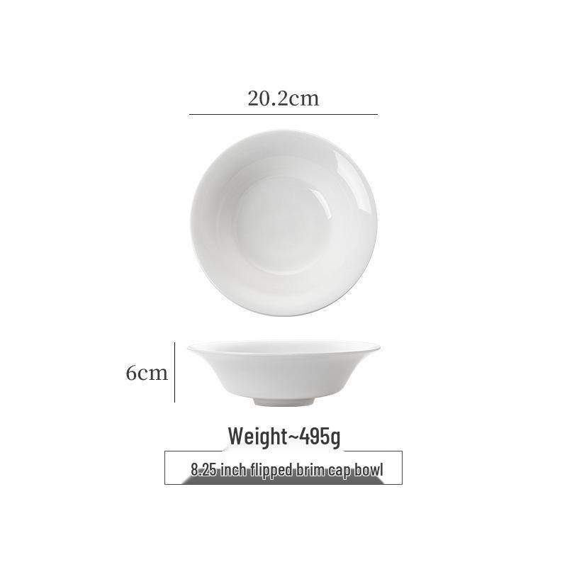 קערת עצם סין עמוקה לבנה אלגנטית: קערת מרק/אטריות/פירות ים למלון ומסעדה - עיצוב לא סדיר ויצירתי