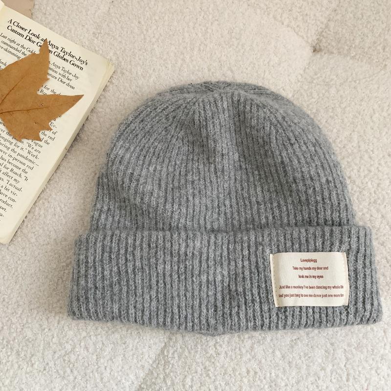 

Large Head Circumference Knitted Hat for Women Korean Style Thickened Warm Hooded Hat Showing Face Small Ear Protection Woolen Hat Trendy One size